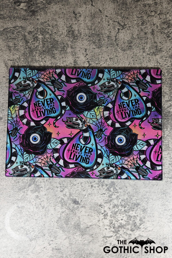 Never Trust The Living Sandworm & Planchette Gothic Glass Chopping Board