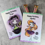 Personalised Cute Sugarskull Skeleton Girl and Witch with Cauldron Sweet Crisp Party Favour Gift Bag