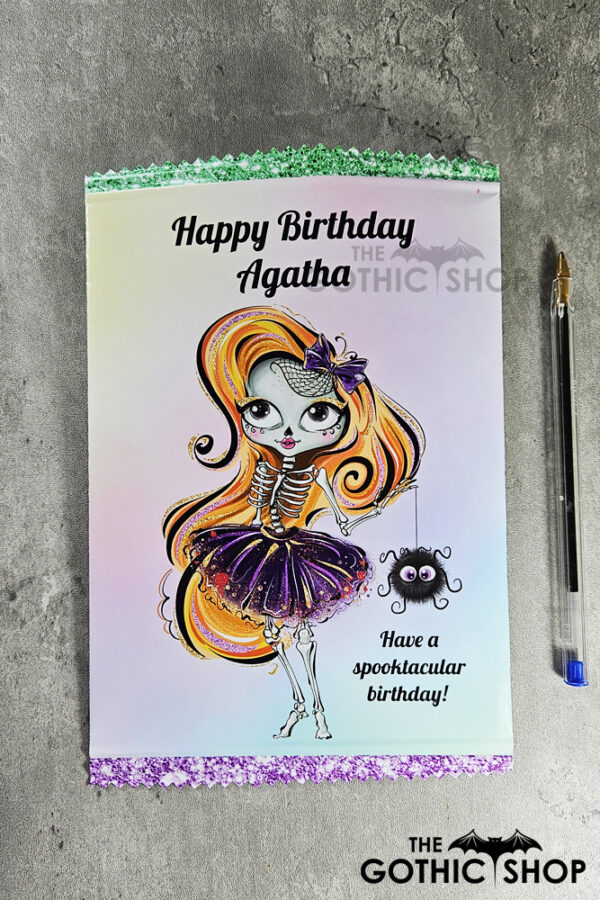 Personalised Cute Sugarskull Skeleton Girl Sweet Crisp Party Favour Gift Bag