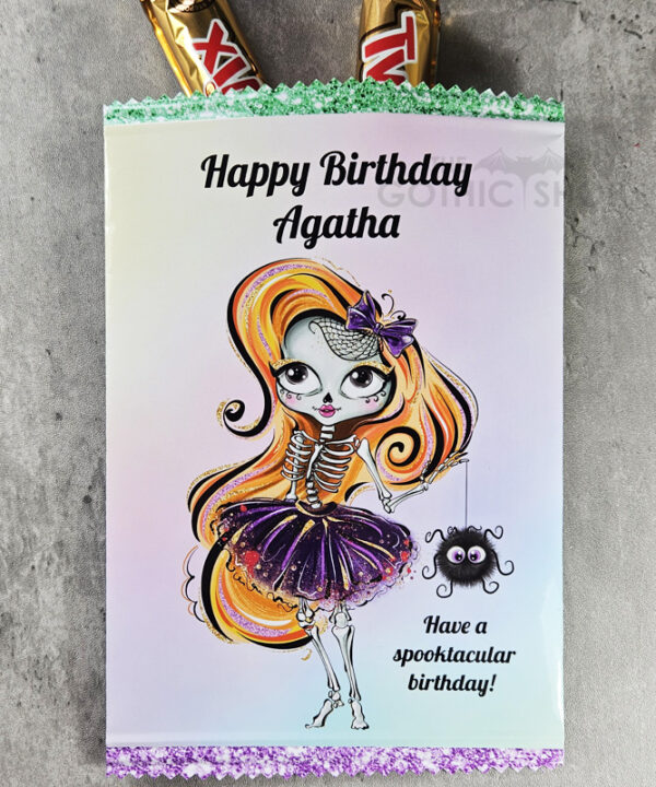 Personalised Cute Sugarskull Skeleton Girl Sweet Crisp Party Favour Gift Bag