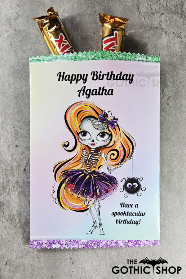 Personalised Cute Sugarskull Skeleton Girl Sweet Crisp Party Favour Gift Bag