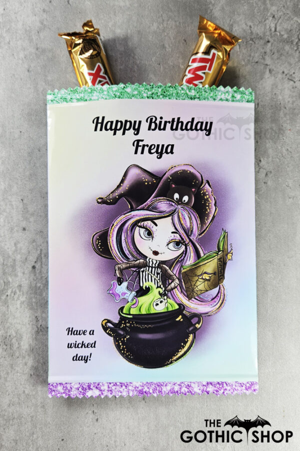 Personalised Whimsical Witch & Cauldron Sweet Crisp Party Favour Gothic Gift Bag