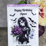Personalised Goth Lady Purple Roses Sweet Crisp Party Favour Gothic Gift Bag