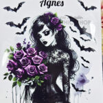 Personalised Goth Lady Purple Roses Sweet Crisp Party Favour Gothic Gift Bag