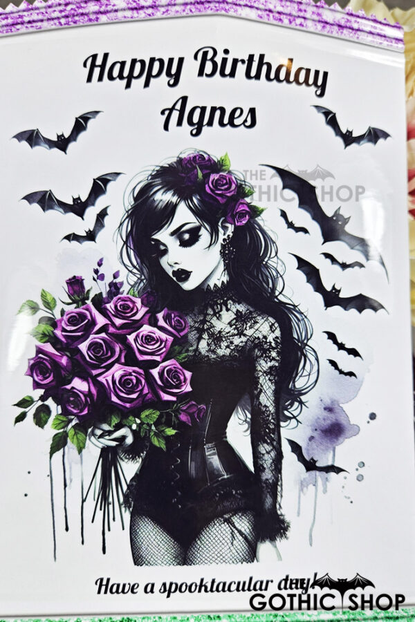 Personalised Goth Lady Purple Roses Sweet Crisp Party Favour Gothic Gift Bag
