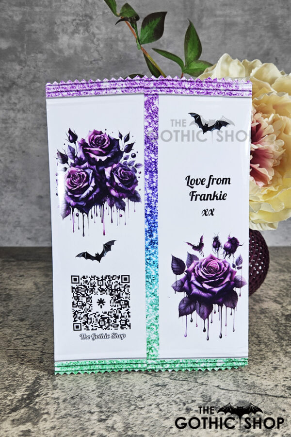 Personalised Goth Lady Purple Roses Sweet Crisp Party Favour Gothic Gift Bag