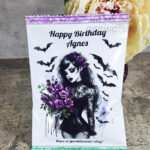 Personalised Goth Lady Purple Roses Sweet Crisp Party Favour Gothic Gift Bag