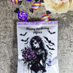 Personalised Goth Lady Purple Roses Sweet Crisp Party Favour Gothic Gift Bag