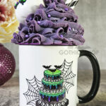 Spooky Purple & Green Tiered Cake & Cobwebs Gothic Mug