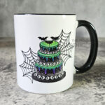 Spooky Purple & Green Tiered Cake & Cobwebs Gothic Mug