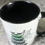Spooky Purple & Green Tiered Cake & Cobwebs Gothic Mug