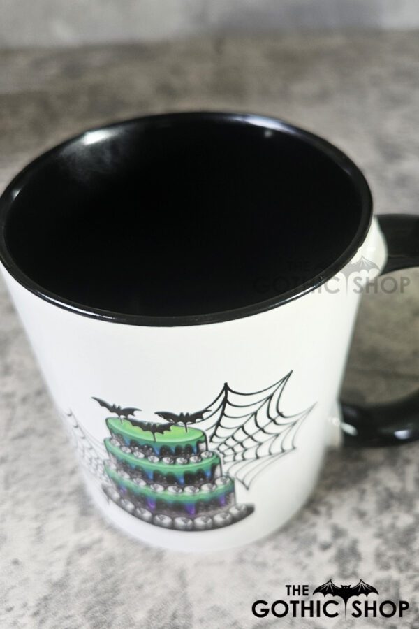 Spooky Purple & Green Tiered Cake & Cobwebs Gothic Mug