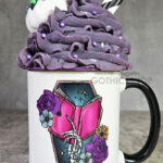 Til Death Do Us Read Cerise Book Skeleton Hand Gothic Mug