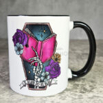 Til Death Do Us Read Cerise Book Skeleton Hand Gothic Mug