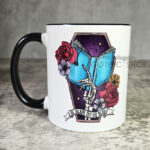 Til Death Do Us Read Turquoise Book Skeleton Hand Gothic Mug