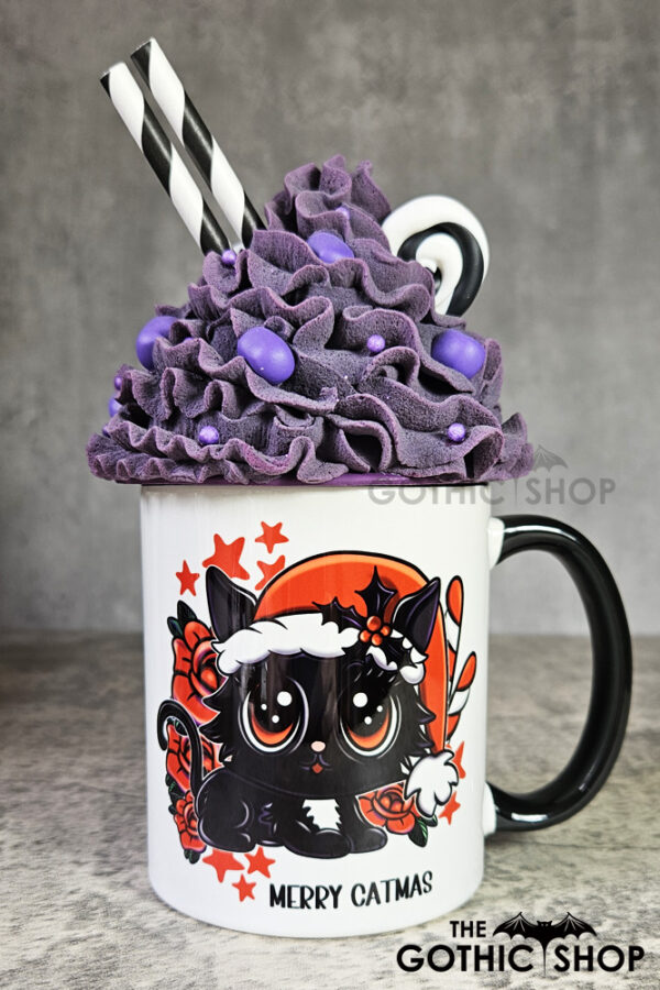 Merry Catmas Santa Kawaii Black Cat Gothic Mug