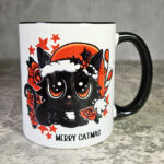 Merry Catmas Santa Kawaii Black Cat Gothic Mug