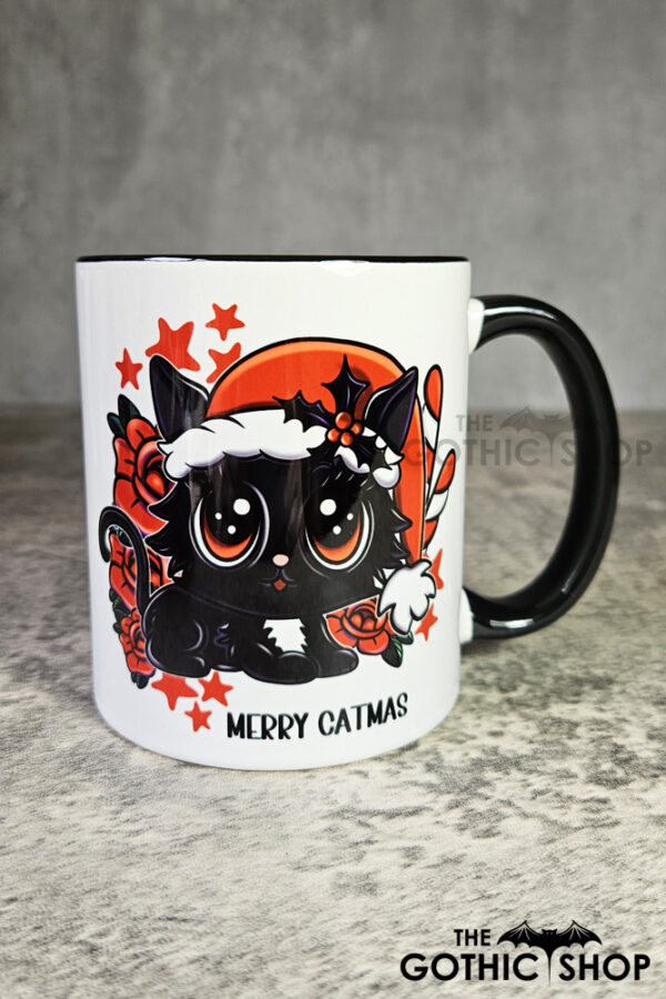 Merry Catmas Santa Kawaii Black Cat Gothic Mug