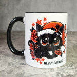 Merry Catmas Santa Kawaii Black Cat Gothic Mug