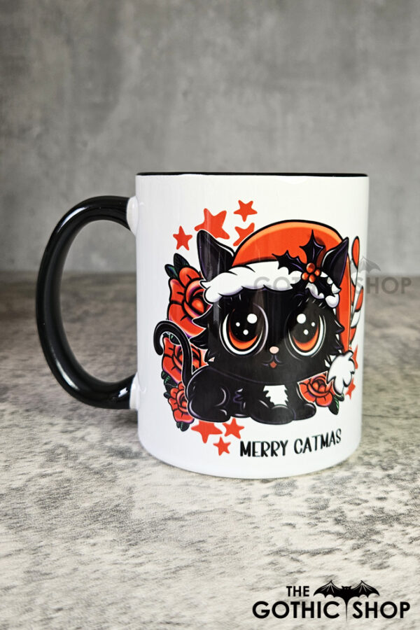 Merry Catmas Santa Kawaii Black Cat Gothic Mug