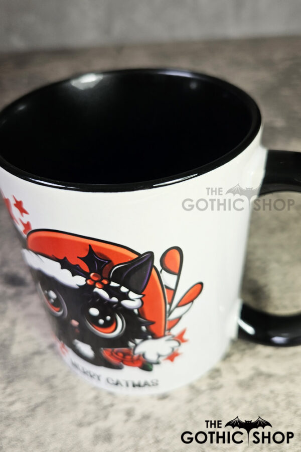 Merry Catmas Santa Kawaii Black Cat Gothic Mug