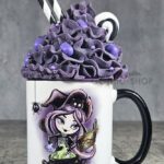 Whimsical Witch & Cauldron & Spider Gothic Mug