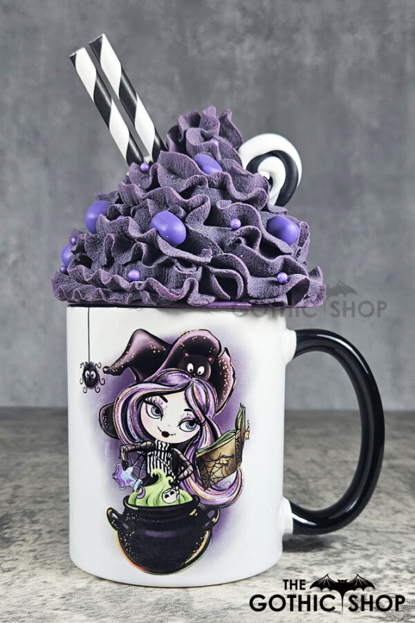 Whimsical Witch & Cauldron & Spider Gothic Mug