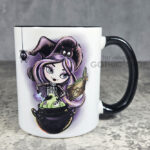 Whimsical Witch & Cauldron & Spider Gothic Mug