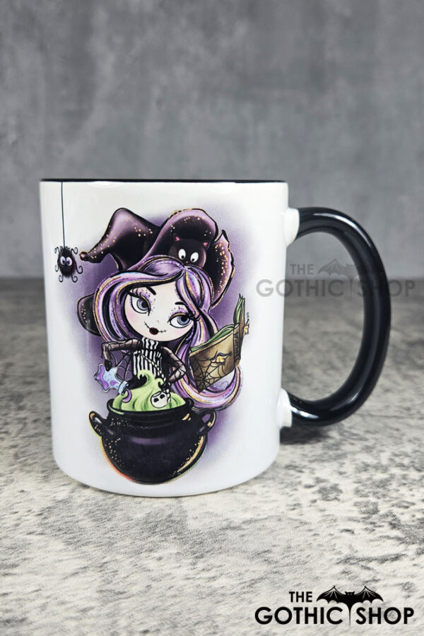Whimsical Witch & Cauldron & Spider Gothic Mug