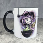 Whimsical Witch & Cauldron & Spider Gothic Mug