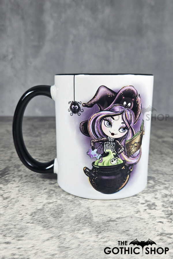 Whimsical Witch & Cauldron & Spider Gothic Mug