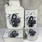 goth lady purple roses hot water bottle with plush cover