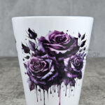 Bleeding Purple Roses Gothic Halloween Plant Pot