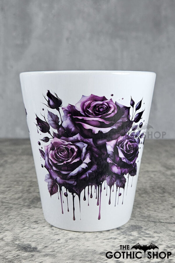 Bleeding Purple Roses Gothic Halloween Plant Pot