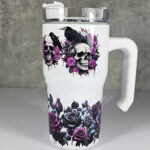 ravens red roses skulls 20oz gothic tumbler stanley style cup