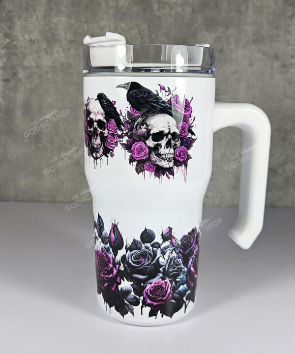 ravens red roses skulls 20oz gothic tumbler stanley style cup