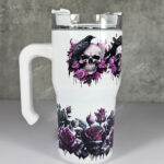ravens red roses skulls 20oz gothic tumbler stanley style cup