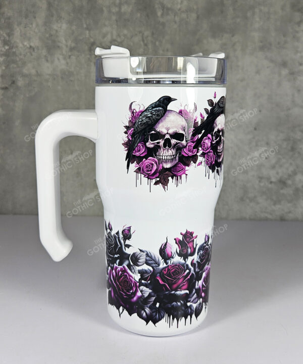 ravens red roses skulls 20oz gothic tumbler stanley style cup