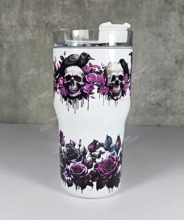 ravens red roses skulls 20oz gothic tumbler stanley style cup