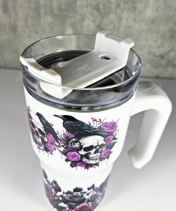 ravens red roses skulls 20oz gothic tumbler stanley style cup