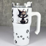 drippy spooky black cats 20oz gothic tumbler stanley style cup