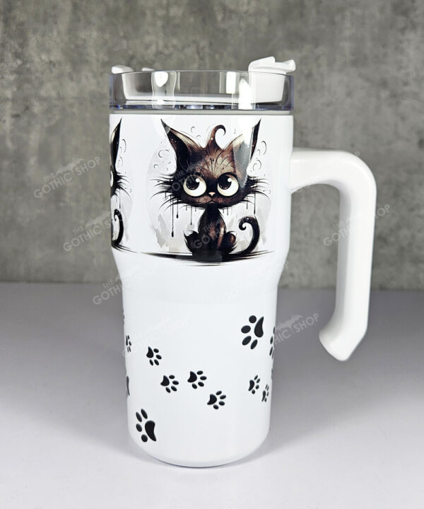 drippy spooky black cats 20oz gothic tumbler stanley style cup
