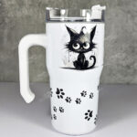 drippy spooky black cats 20oz gothic tumbler stanley style cup