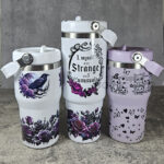 Strange Unusual Roses Cameo 30oz Gothic Travel Tumbler with Top Handle and 20oz tumblers