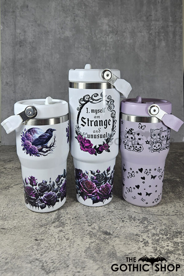 Strange Unusual Roses Cameo 30oz Gothic Travel Tumbler with Top Handle and 20oz tumblers