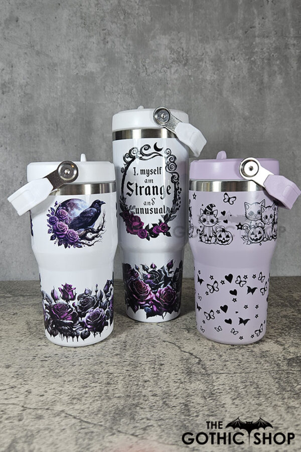 Strange Unusual Roses Cameo 30oz Gothic Travel Tumbler with Top Handle and 20oz tumblers