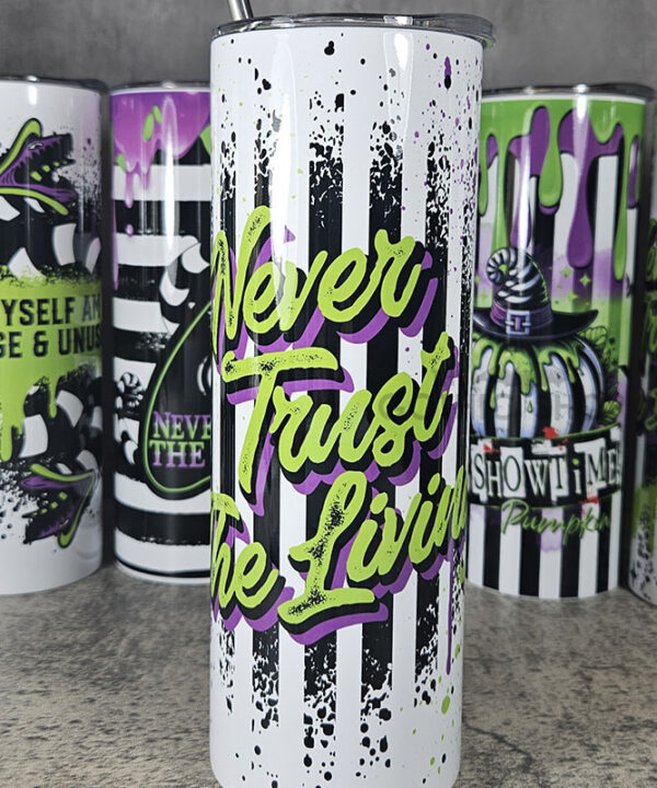 Never Trust The Living Grunge Striped 20oz Tumbler