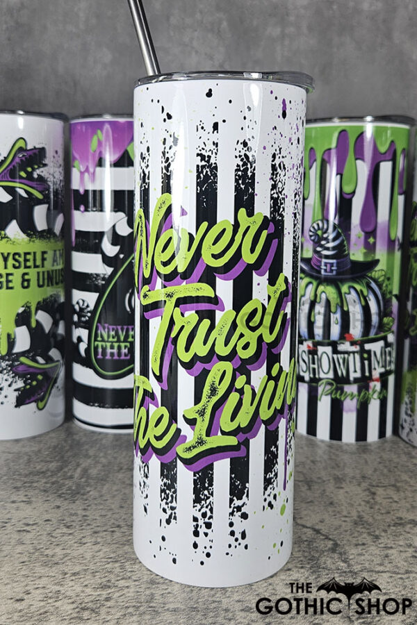 Never Trust The Living Grunge Striped 20oz Tumbler