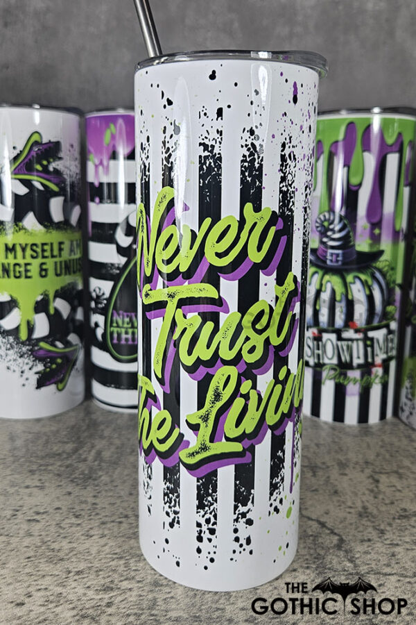 Never Trust The Living Grunge Striped 20oz Tumbler