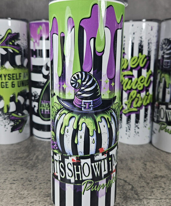 It's Showtime Pumpkin Slime & Stripe 20oz Tumbler